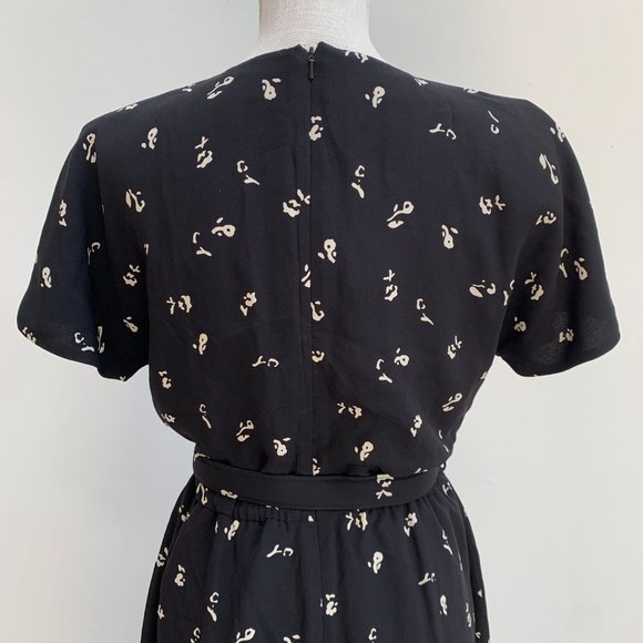 Vintage Dana Buchman Silk Black Floral Print Dress with Matching Belt - Picture 7 of 14